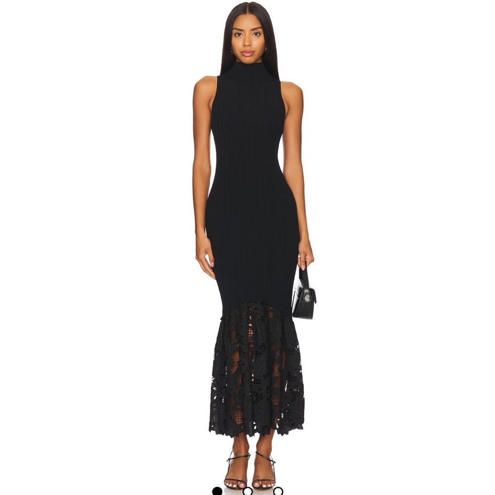 REVOLVE Black Lace Hem Dress